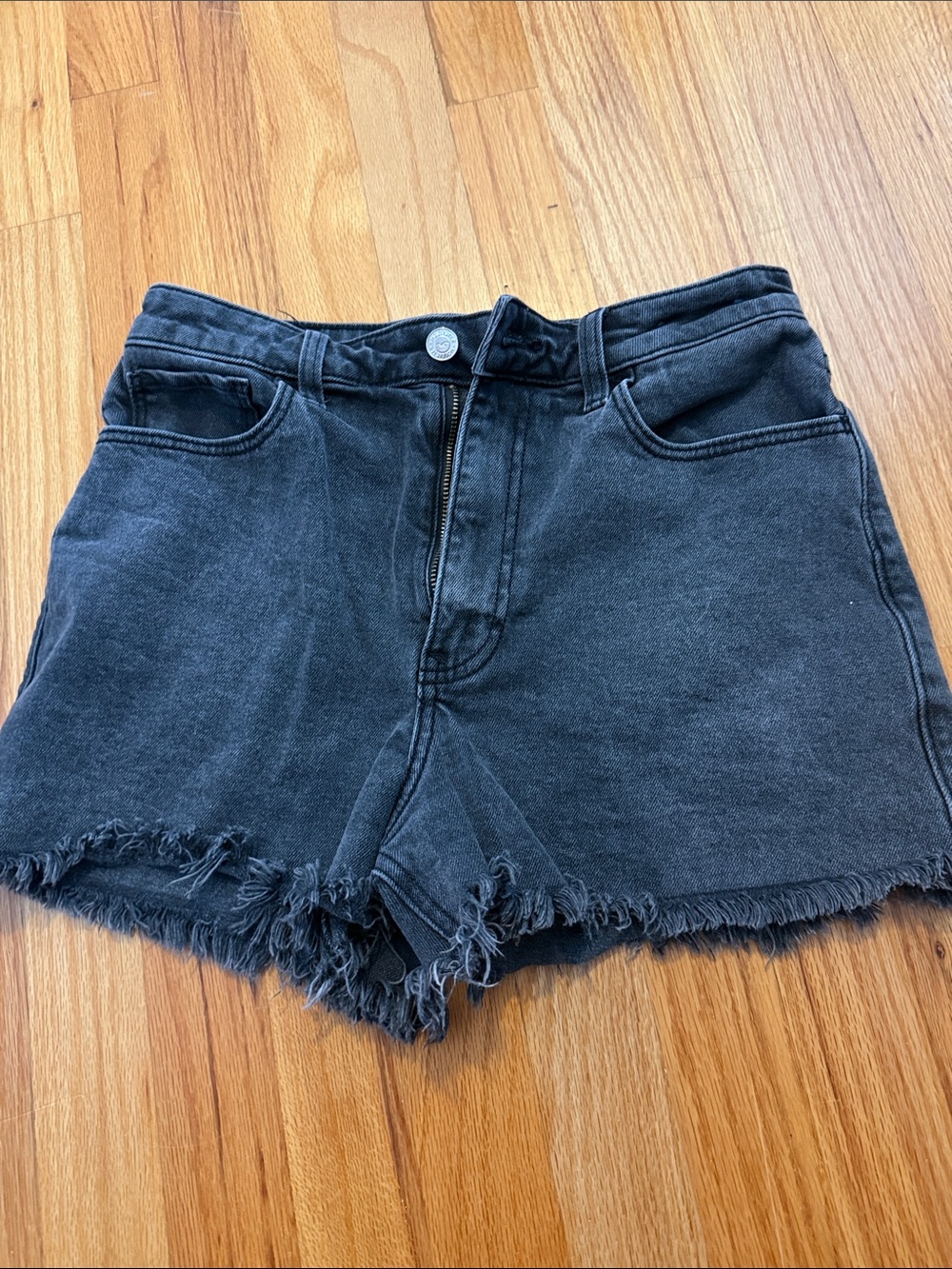 Hollister Charcoal Frayed-Hem Denim Shorts